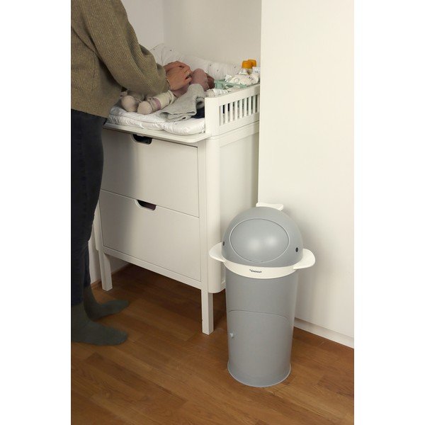 Ciemnoszary plastikowy kosz na pieluchy 25 l Whale – Kindsgut-image-3