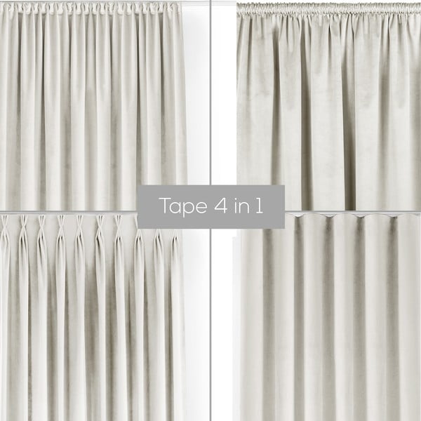 Kremowa aksamitna zasłona częściowo zaciemniająca (dimout) 400x225 cm Velto – Filumi-image-1