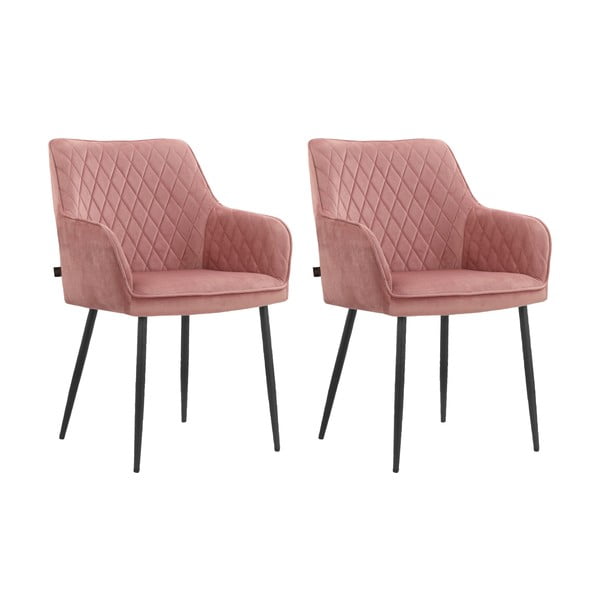 Jasnoróżowe tapicerowane fotele jadalniane zestaw 2 szt. Elvira – Støraa-image-4