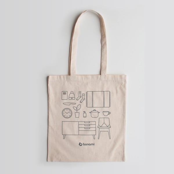 Kremowa płócienna torba Bonami-image-1