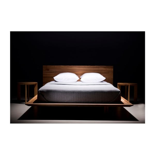 Łóżko z drewna jesionowego pokrytego olejem Mazzivo Slim, 200x220 cm