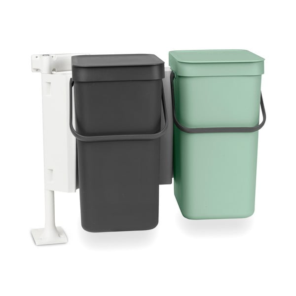 Miętowo-ciemnoszary plastikowy kosz na śmieci do segregacji odpadów do zabudowy 24 l Sort & Go – Brabantia