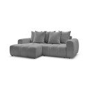 Szary rozkładany narożnik z materiału bouclé ze schowkiem (lewostronny/z szezlongiem) Roxelane – Bobochic Paris