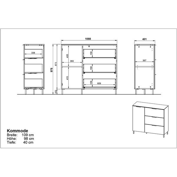 Szarobeżowa niska komoda w dekorze orzecha 109x98 cm California – Germania-image-3