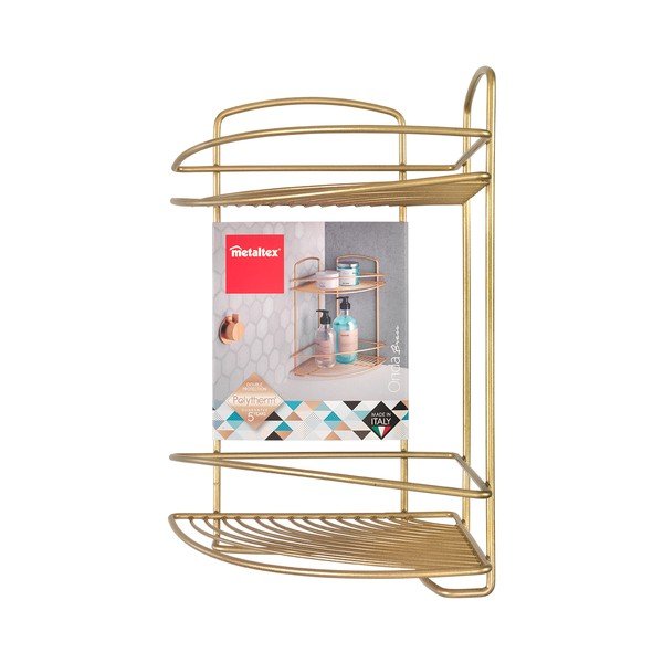 Narożna stalowa półka łazienkowa w kolorze złota Onda – Metaltex-image-2