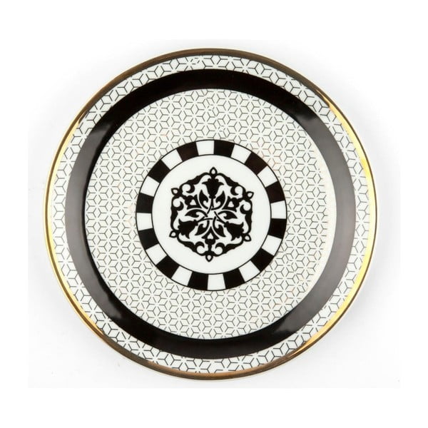 Czarno-biały talerz porcelanowy Vivas Blany, Ø 23 cm