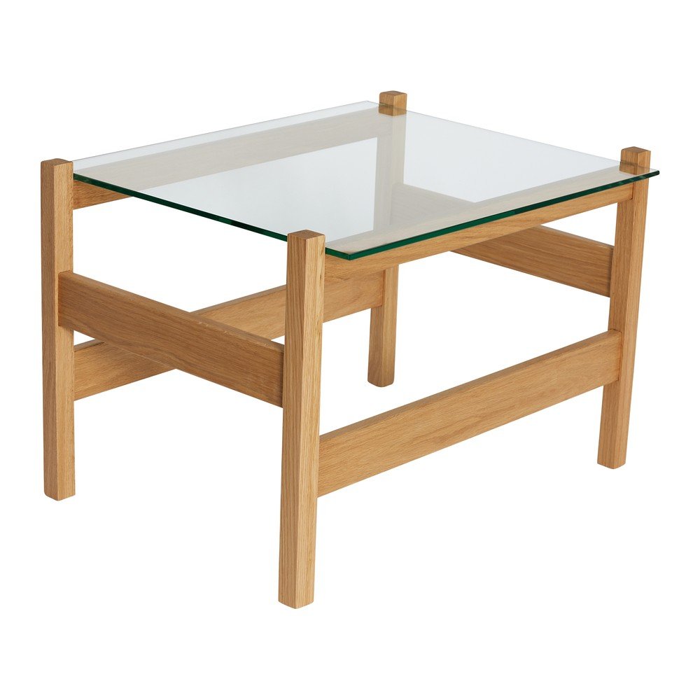 Stolik ze szklanym blatem w naturalnym kolorze 52x66 cm Ledge – Hübsch