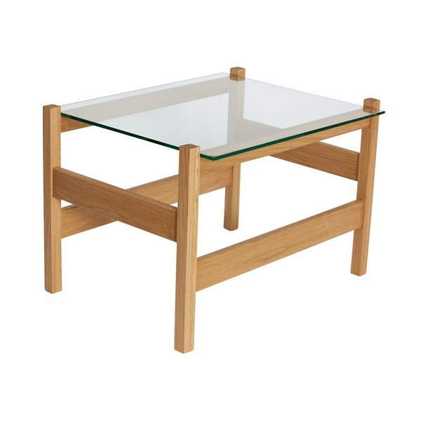 Stolik ze szklanym blatem w naturalnym kolorze 52x66 cm Ledge – Hübsch