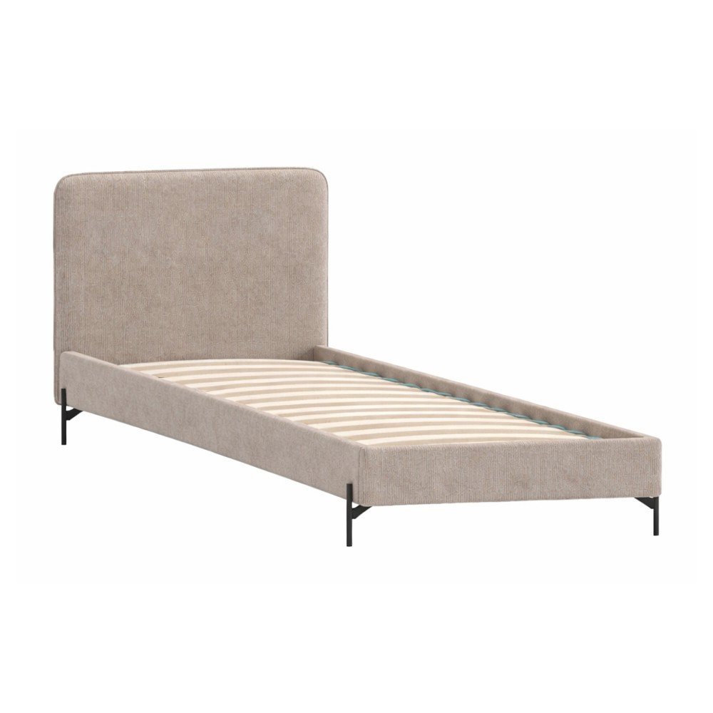 Jasnobrązowe tapicerowane łóżko ze stelażem 90x200 cm Barker – Ropez