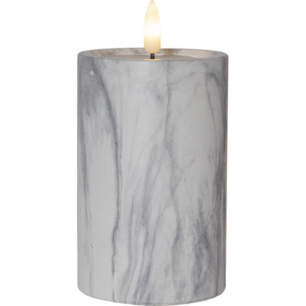 Szaro-biała betonowa świeca LED Star Trading Flamme Marble, wys. 15 cm
