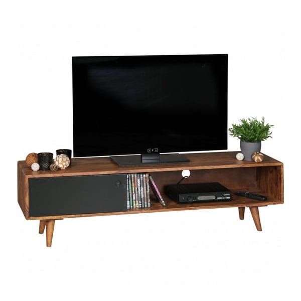 Brązowo-czarna szafka pod TV z litego drewna sheesham Skyport REPA, wys. 40 cm