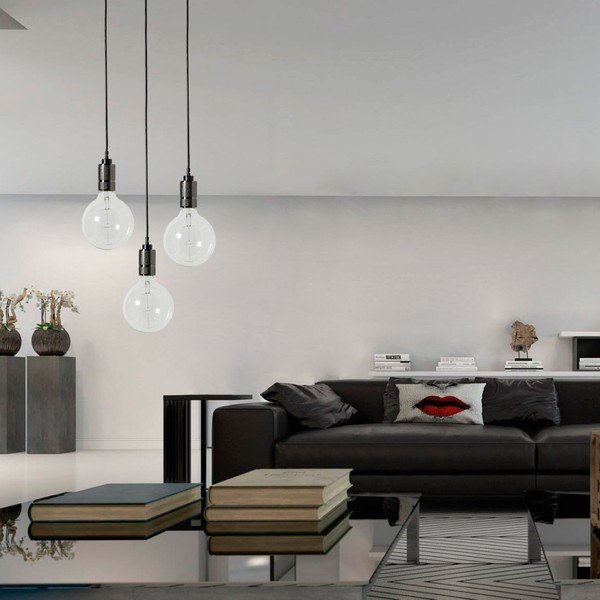 Czarna lampa wisząca bez abażuru SULION Vintage-image-1