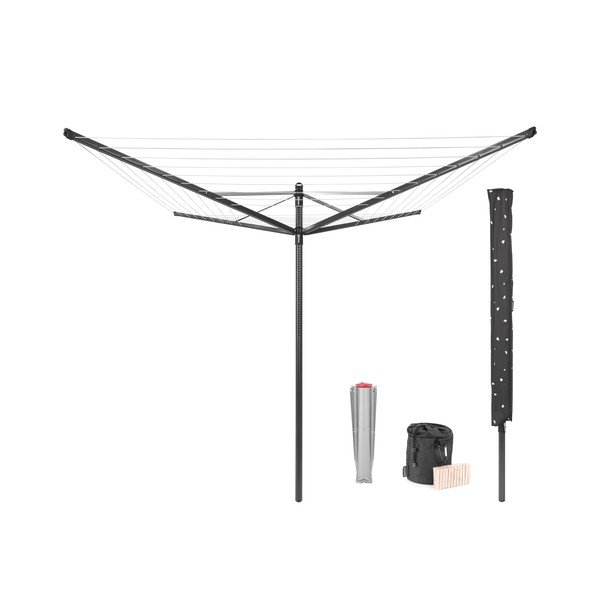Antracytowa ogrodowa suszarka na pranie 50 m Lift-O-Matic – Brabantia