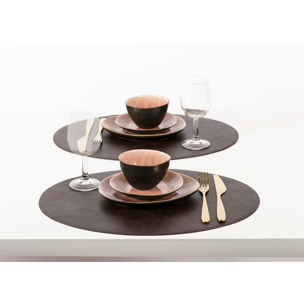 Ciemnobrązowa mata stołowa z imitacji skóry ZicZac Troja, 33x45 cm-image-2