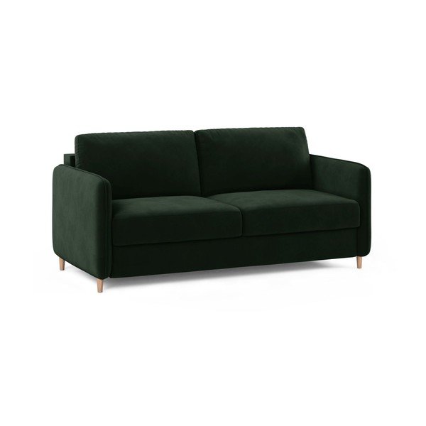 Ciemnozielona aksamitna sofa do spania 184 cm – Micadoni -image-2