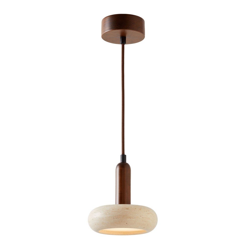 Brązowa/beżowa lampa wisząca LED z kamiennym kloszem ø 15 cm Karo – Opviq lights
