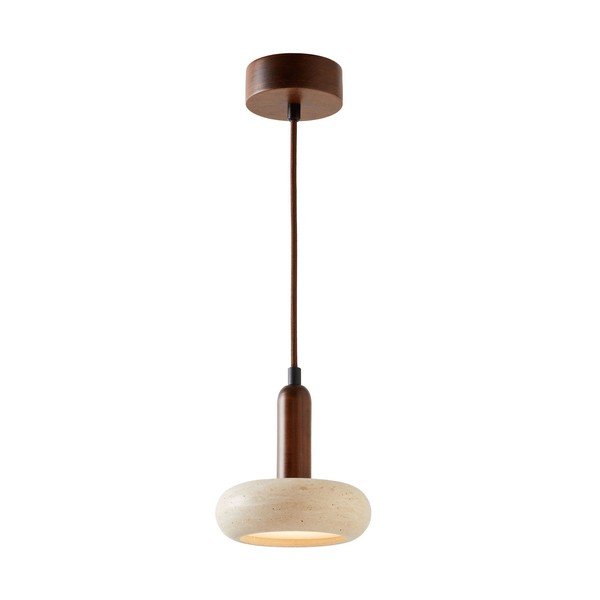 Brązowa/beżowa lampa wisząca LED z kamiennym kloszem ø 15 cm Karo – Opviq lights