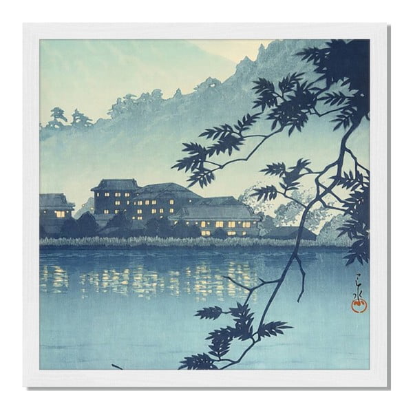 Obraz w ramie Liv Corday Asian Blue Lake, 40x40 cm