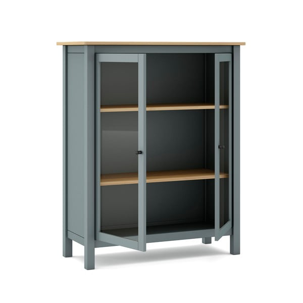 Szarozielona witryna z litego drewna sosnowego 90x110x40 cm Misti – Marckeric-image-3