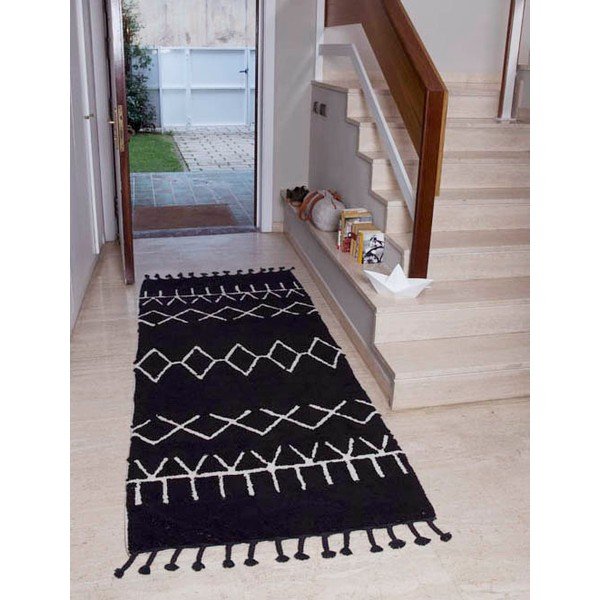 Czarny chodnik z mieszanki bawełny tkany ręcznie odpowiedni do prania 80x230 cm Bereber Black – Lorena Canals-image-3