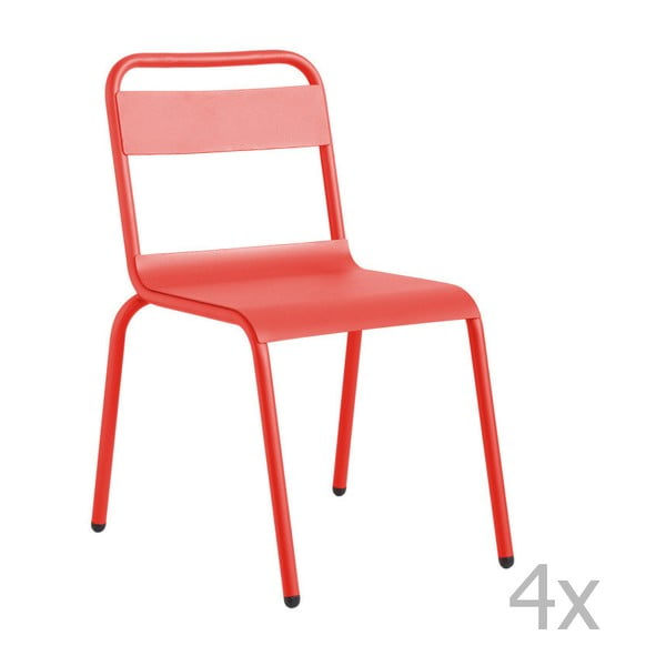 Zestaw 4 czerwonych krzeseł ogrodowych Isimar Biarritz