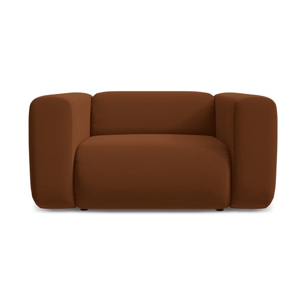 Pomarańczowy/brązowy aksamitny fotel Ekahi – Makamii-image-2