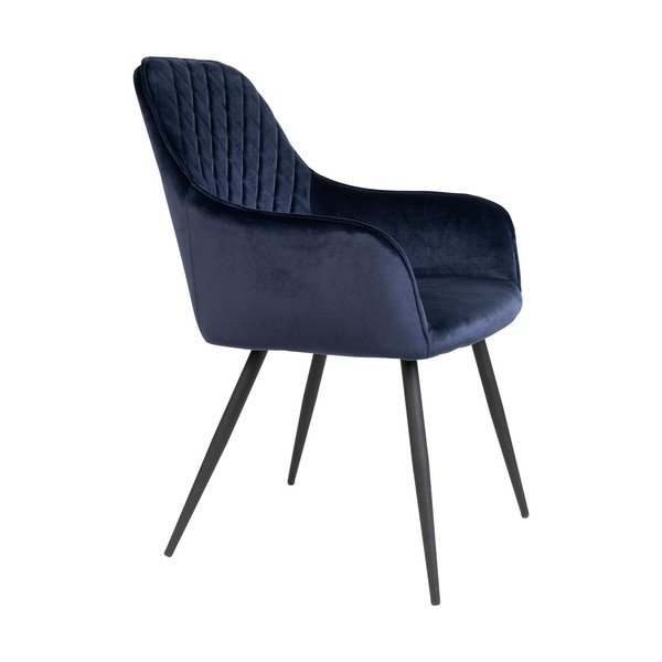 Ciemnoniebieskie tapicerowane fotele jadalniane zestaw z podłokietnikami 2 szt. Harbo – House Nordic-image-3