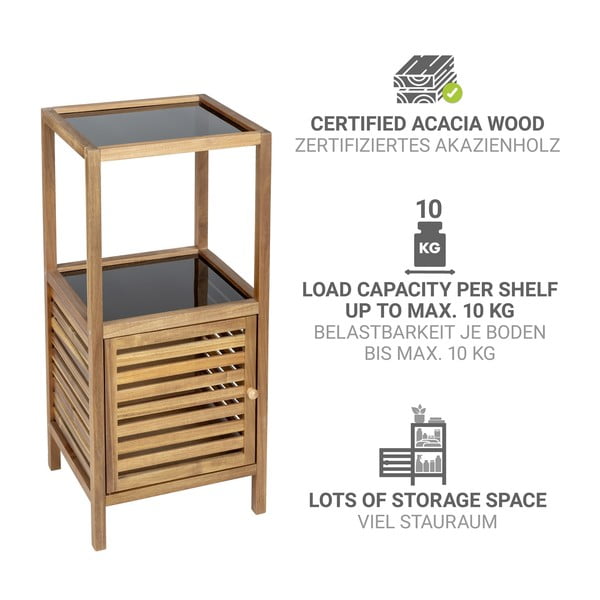 Czarno-naturalna niska wąska szafka łazienkowa z litego drewna akacjowego 39,5x86 cm Fondi – Wenko-image-2