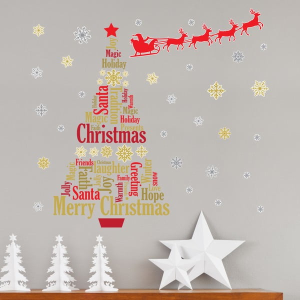 Naklejka na ścianę Walplus English Quotes Santas Sleigh Christmas Tree
