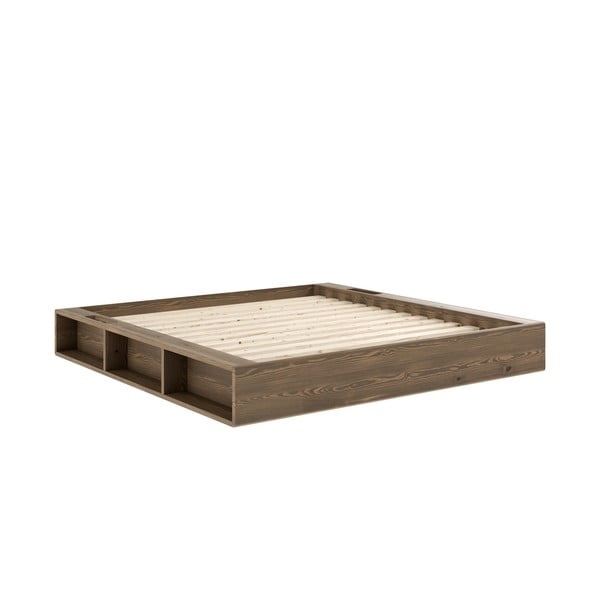 Brązowe łóżko dwuosobowe z drewna sosnowego ze stelażem 180x200 cm Ziggy – Karup Design