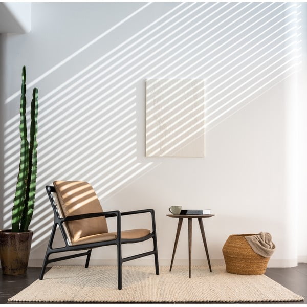 Czarno-beżowy skórzany fotel Dedo – Gazzda-image-1