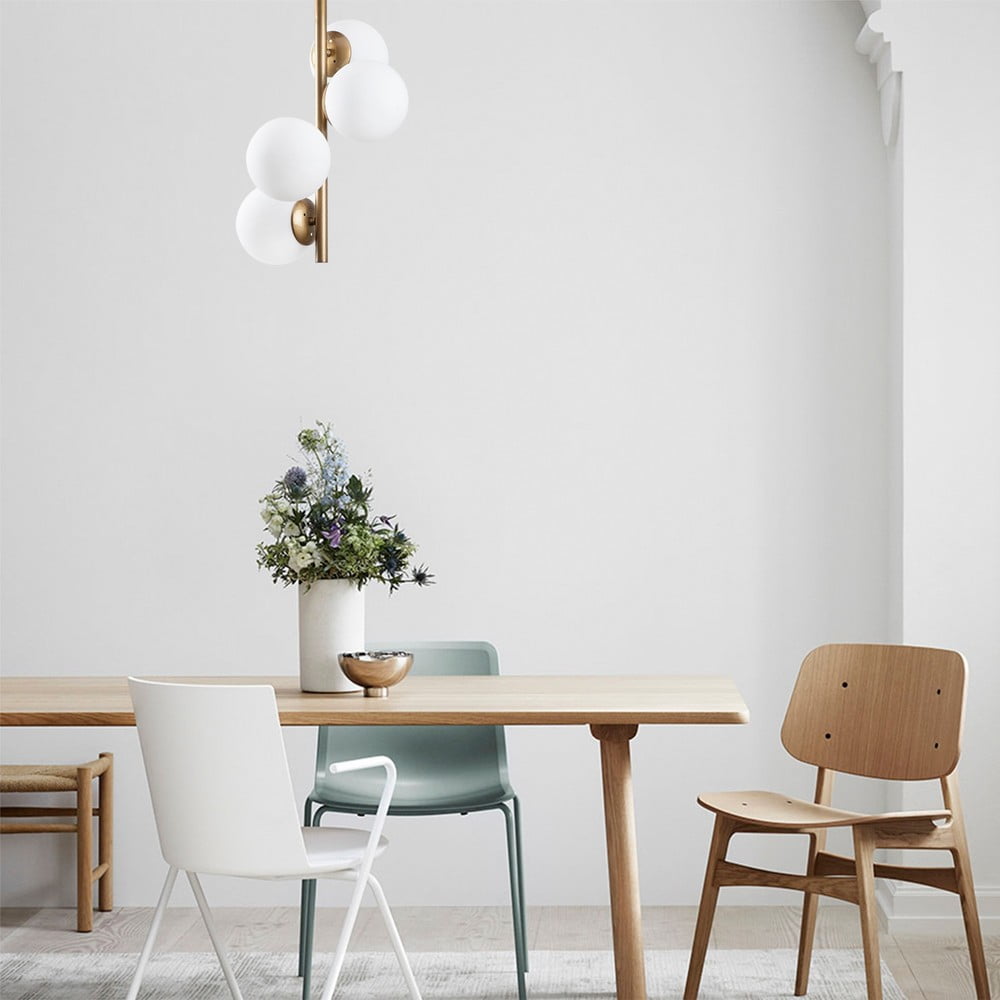 Biała/w kolorze mosiądzu lampa sufitowa ze szklanym kloszem ø 15 cm Faze – Opviq lights (zdjęcie 3)