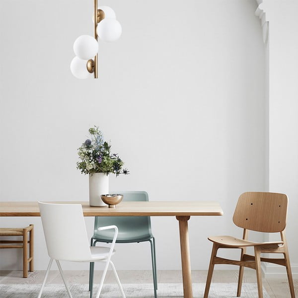 Biała/w kolorze mosiądzu lampa sufitowa ze szklanym kloszem ø 15 cm Faze – Opviq lights-image-1