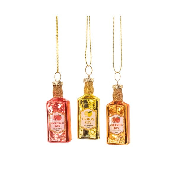 Szklane ozdoby świąteczne wykonane ręcznie zestaw 3 szt. ø 3 cm Gin Bottle – Sass & Belle