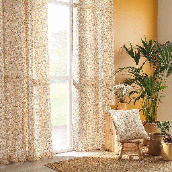 Żółto-biała zasłona 140x240 cm Maddy – douceur d'intérieur-image-3