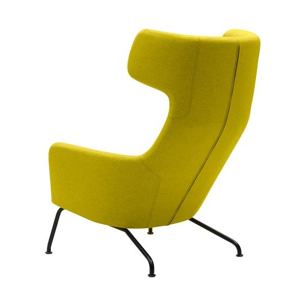 Żółty fotel uszak z czarnymi nogami Softline Havana-image-3