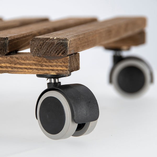 Brązowa drewniana podstawka pod doniczkę na kółkach Esschert Design, 29x29 cm-image-1