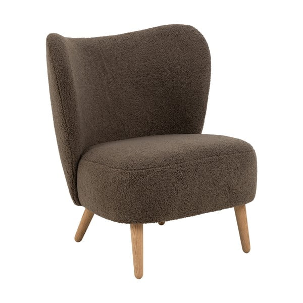 Brązowy fotel z materiału bouclé Elmont – Actona