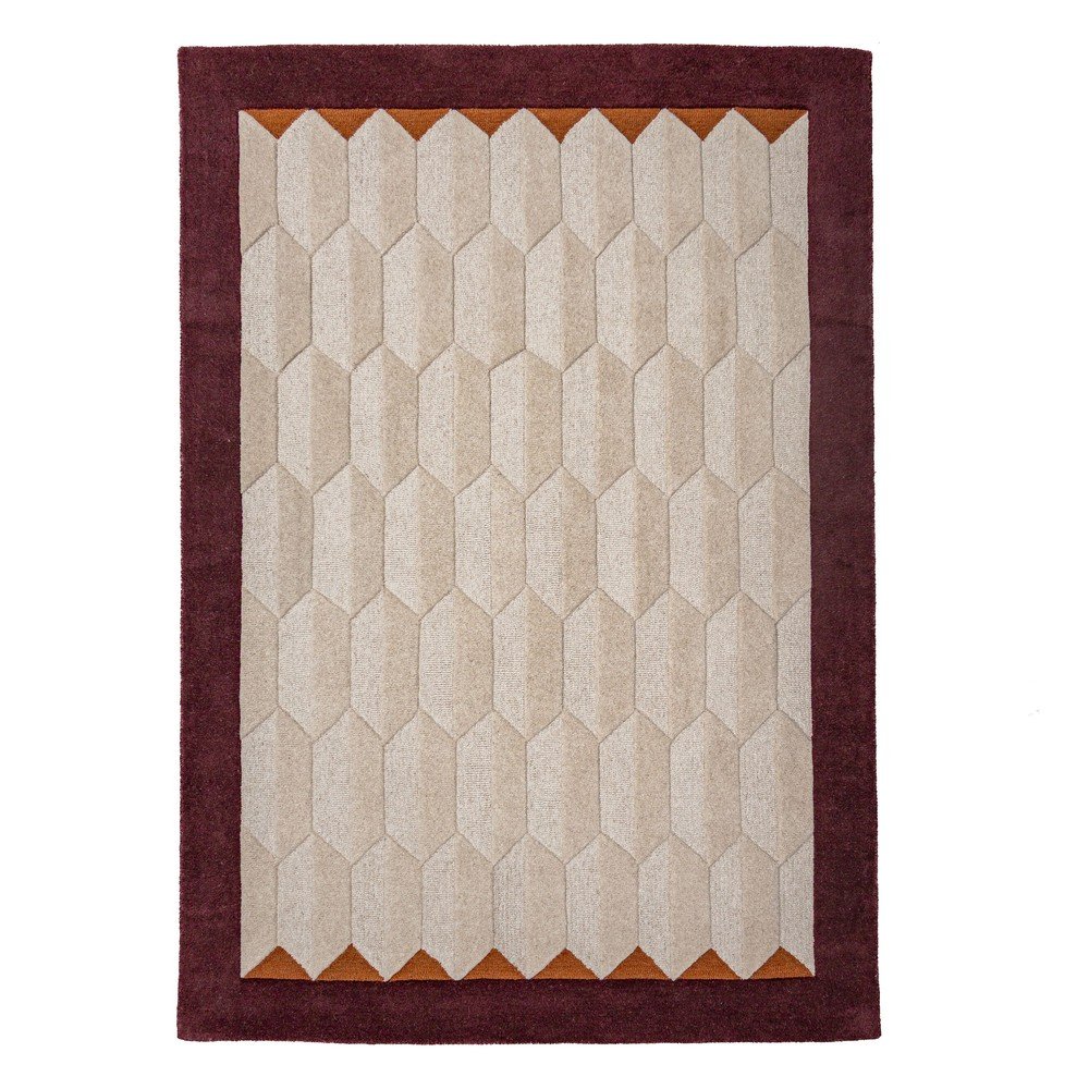 Bordowy/w naturalnym kolorze wełniany dywan tkany ręcznie 120x170 cm Apex Border Wool – Flair Rugs