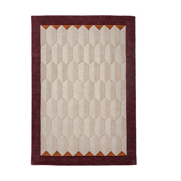 Bordowy/w naturalnym kolorze wełniany dywan tkany ręcznie 200x290 cm Apex Border Wool – Flair Rugs