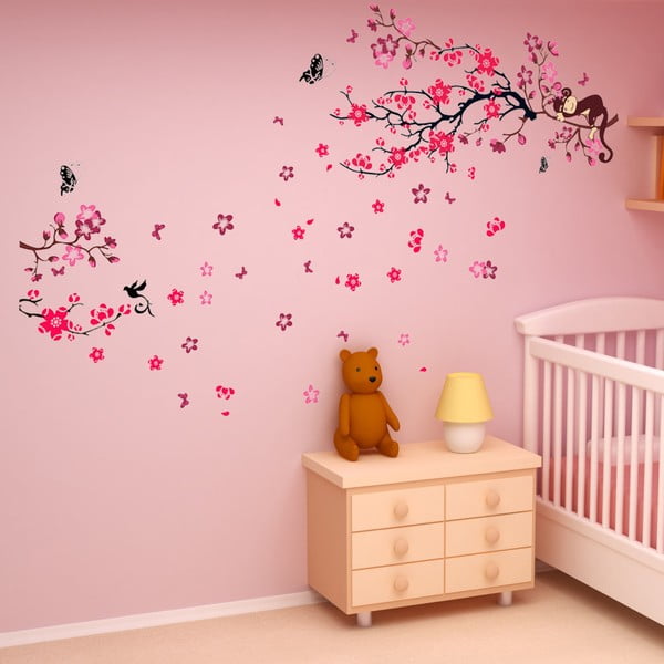 Naklejka na ścianę Walplus Monkey Tree Pink Blossom