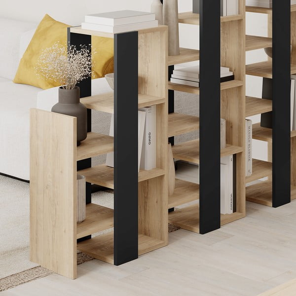 Czarny regał w dekorze dębu 158x151 cm Anissa – Marckeric-image-4