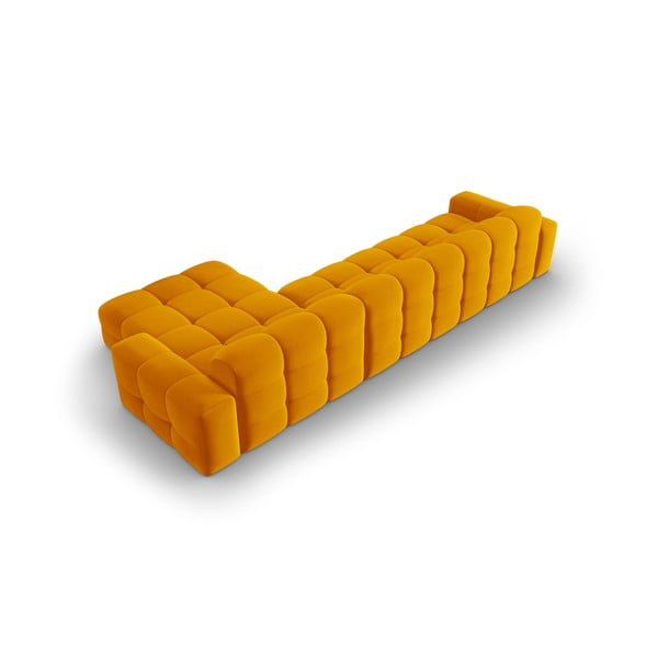 Aksamitny narożnik (prawostronny) w kolorze ochry Kendal – Micadoni Home-image-4