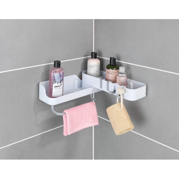 Biała narożna samoprzyczepna półka łazienkowa – Maximex-image-3