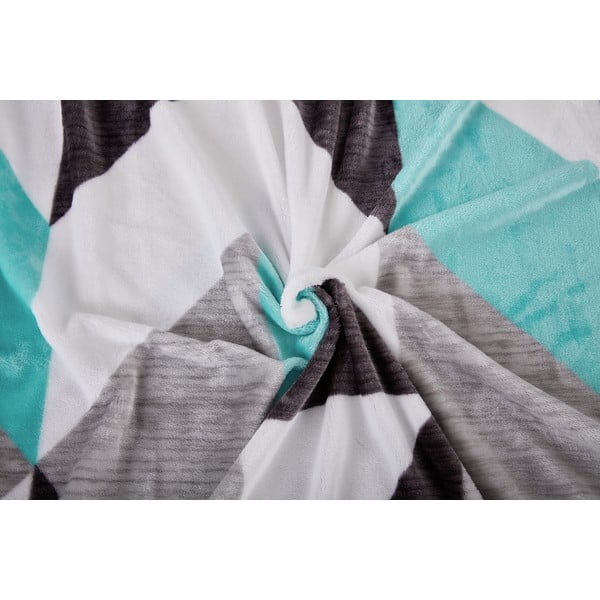 Szaro-turkusowa pościel jednoosobowa z mikropluszu 140x200 cm Abstract  – My House-image-1