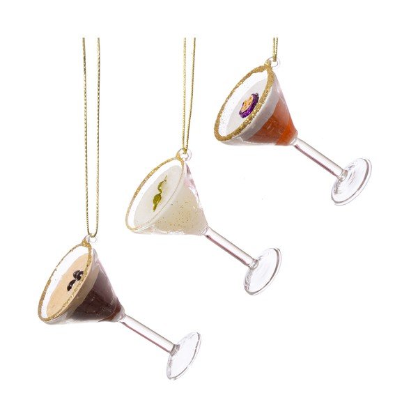 Szklane ozdoby świąteczne zestaw 3 szt. 15,5 cm Martini Cocktail – Sass & Belle
