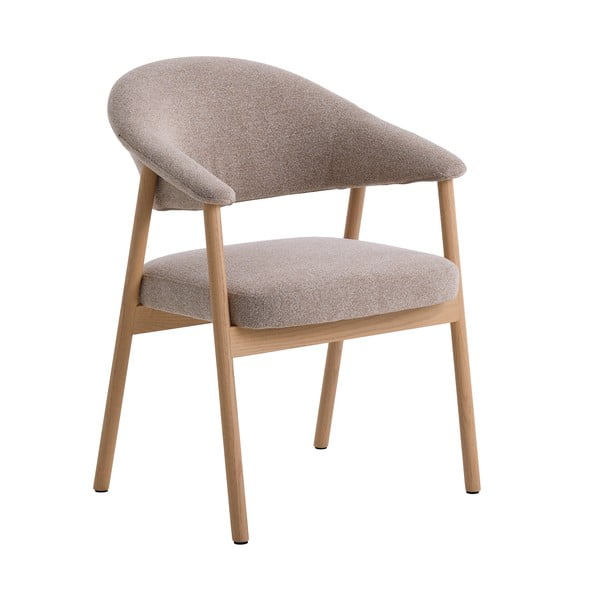 Beżowe fotele jadalniane zestaw z podłokietnikami 2 szt. z litego drewna dębowego Elk – Unique Furniture