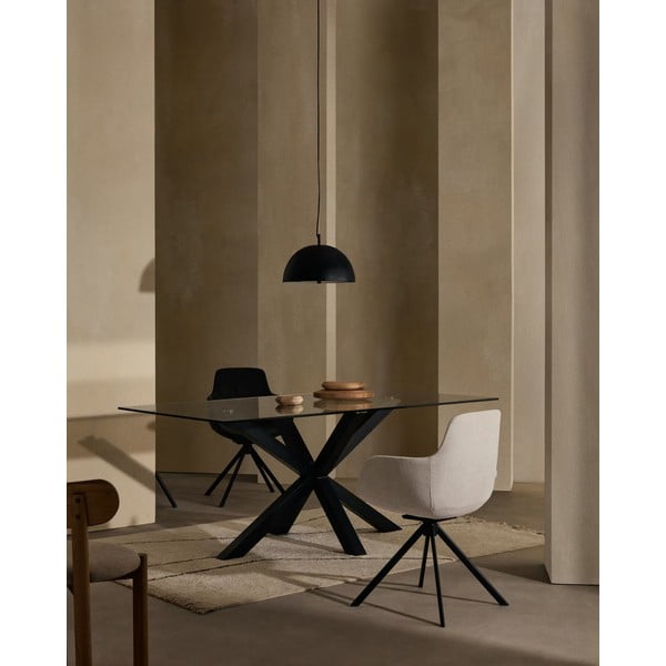 Stół do jadalni ze szklanym blatem i czarną konstrukcją Kave Home, 160 x 90 cm-image-1