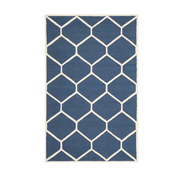 Ciemnoniebieski dywan wełniany Safavieh Lulu, 121x182 cm