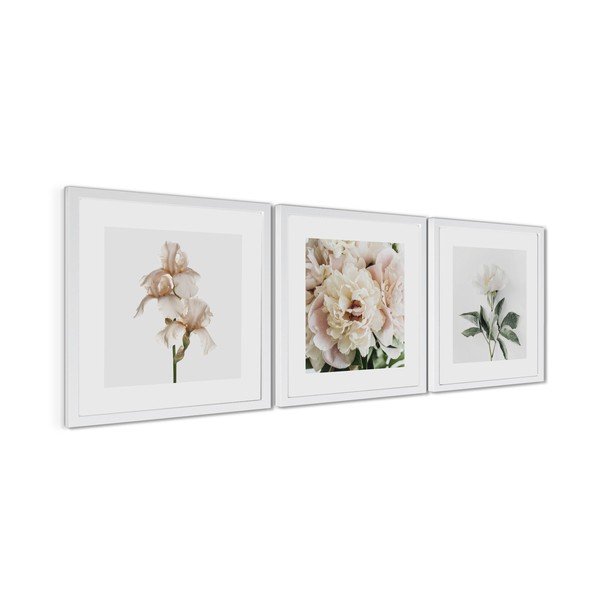 Obrazy zestaw 3 szt. drukowane z ramą w zestawie 30x30 cm Posy – Styler-image-4